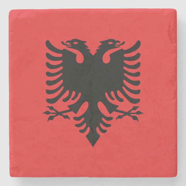Patriotic Albanian Flag Stone Coaster (Front)