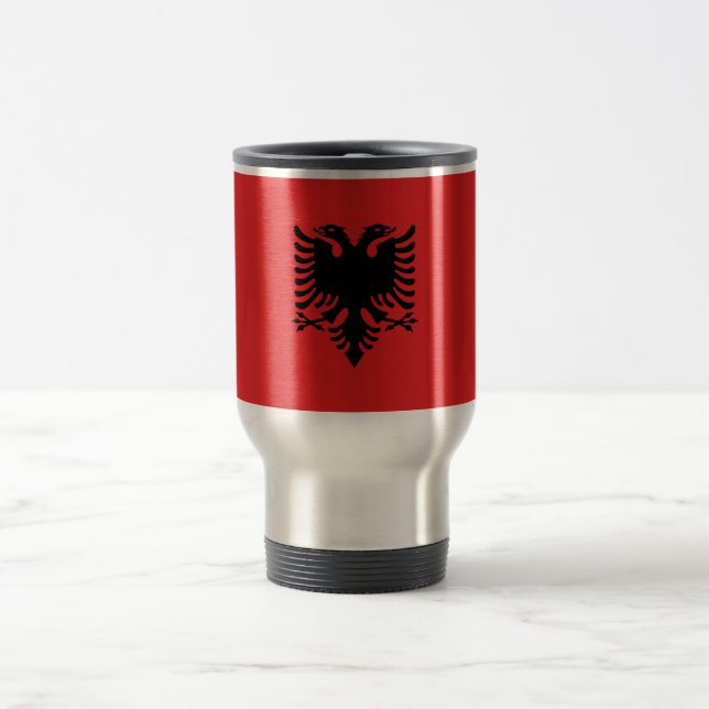 Patriotic Albanian Flag Travel Mug (Center)