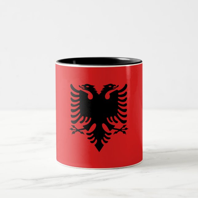 Patriotic Albanian Flag Two-Tone Coffee Mug (Center)