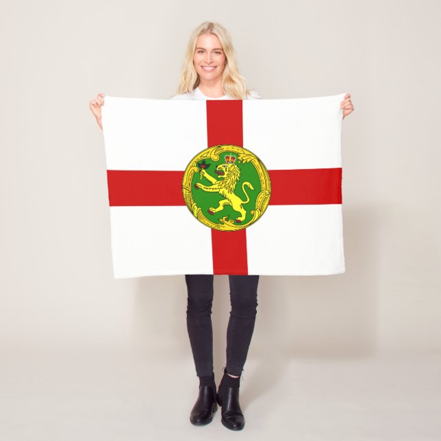 Patriotic Alderney Flag Fleece Blanket (In Situ)