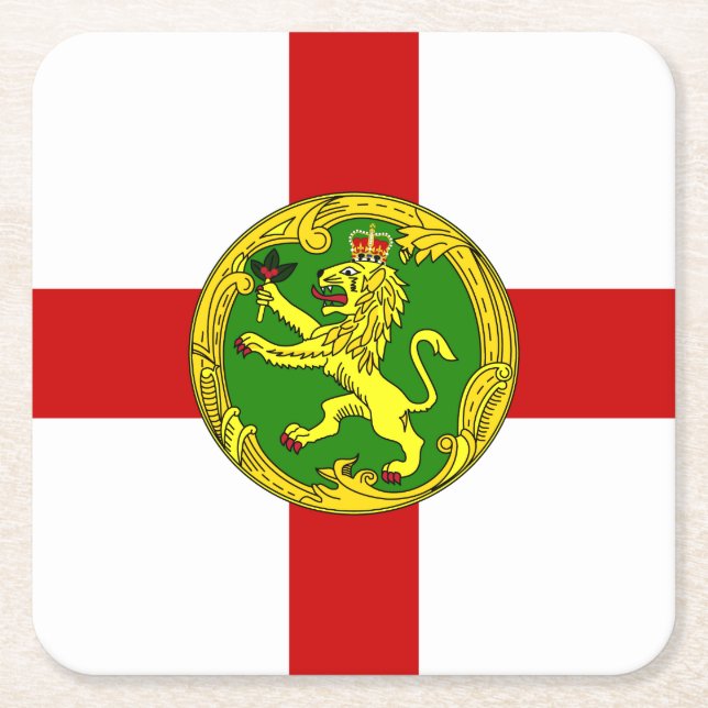 Patriotic Alderney Flag Square Paper Coaster (Front)