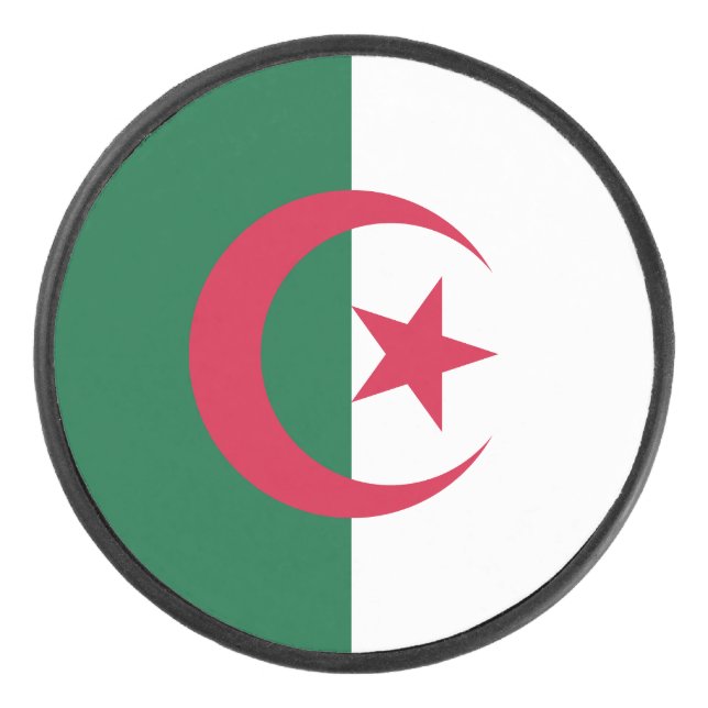 Patriotic Algerian Flag Hockey Puck (Front)