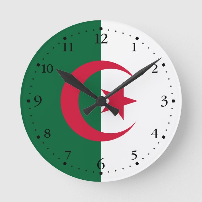 Patriotic Algerian Flag Round Clock (Front)
