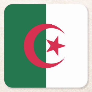 Patriotic Algerian Flag Square Paper Coaster