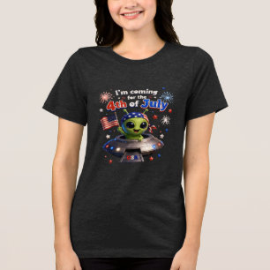 Patriotic Alien 4th of July Fireworks Tri-Blend Shirt