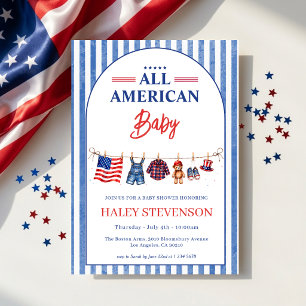 Patriotic All American Baby 4th July Baby Shower Invitation