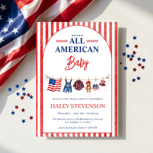 Patriotic All American Baby 4th July Baby Shower Invitation
