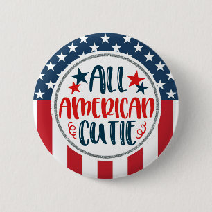Patriotic All American Cutie Stars Stripes Unique 6 Cm Round Badge