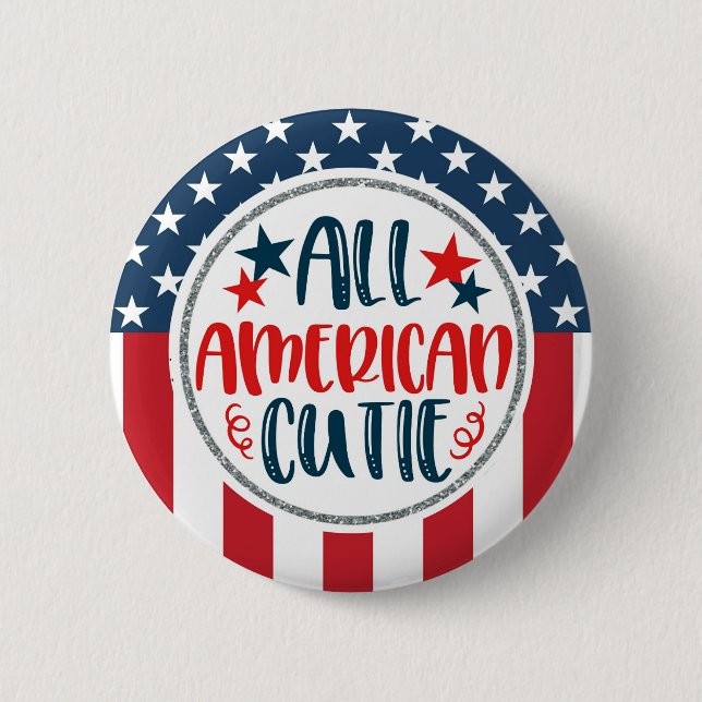 Patriotic All American Cutie Stars Stripes Unique 6 Cm Round Badge (Front)