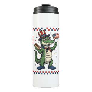 Patriotic Alligator Hot Dog Flag Vintage Shirt Des Thermal Tumbler