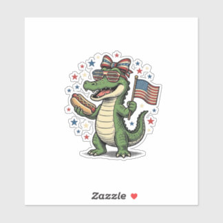 Patriotic Alligator Hot Dog Vintage Vector Shirt (