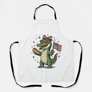 Patriotic Alligator Hot Dog Vintage Vector Shirt ( Apron