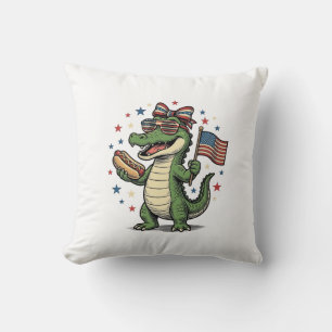 Patriotic Alligator Hot Dog Vintage Vector Shirt ( Cushion