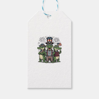 Patriotic Alligator Trio Vintage Fourth of July Sh Gift Tags