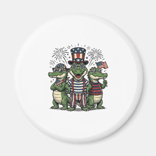 Patriotic Alligator Trio Vintage Fourth of July Sh Magnet