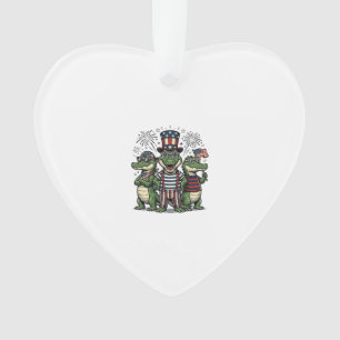 Patriotic Alligator Trio Vintage Fourth of July Sh Ornament