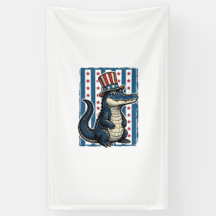 Patriotic Alligator Vintage Engraving Shirt Design Banner