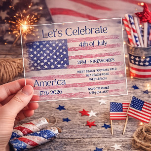 Patriotic America 1776 - 2026 Flag Celebration  Acrylic Invitations