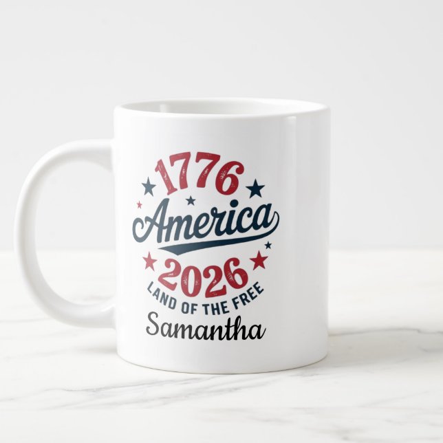 Patriotic America 1776-2026 Personalized  Large Coffee Mug (Left)