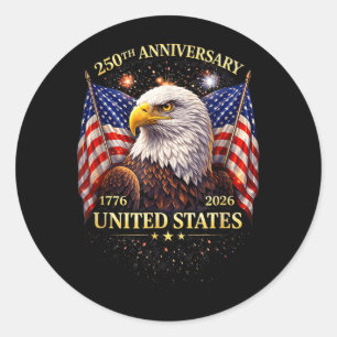 Patriotic America 250 Years Anniversary USA Eagle Classic Round Sticker