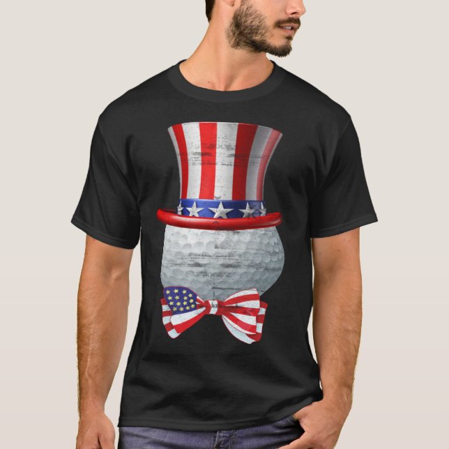 Patriotic America Flag Golf 4th Of July Mom Dad T-Shirt (Front)