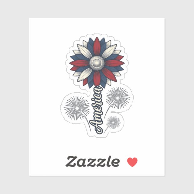 Patriotic America Flower Fireworks Vector Design_1 (Sheet)