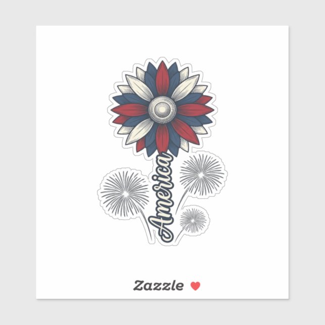 Patriotic America Flower Fireworks Vector Design_1 (Sheet)