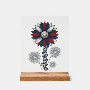 Patriotic America Flower Fireworks Vector Design_1 Acrylic Sign