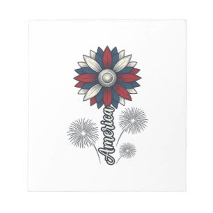 Patriotic America Flower Fireworks Vector Design_1 Notepad
