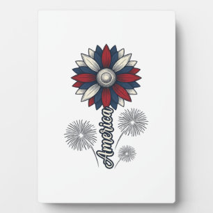 Patriotic America Flower Fireworks Vector Design_1 Plaque