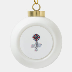 Patriotic America Flower Fireworks Vintage Design_ Ceramic Ball Christmas Ornament