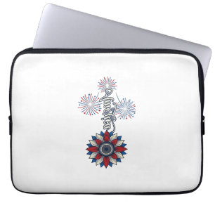 Patriotic America Flower Fireworks Vintage Design_ Laptop Sleeve
