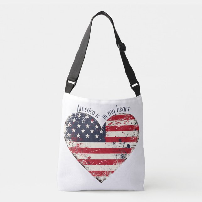 Patriotic America is in my heart Crossbody Bag (Front)