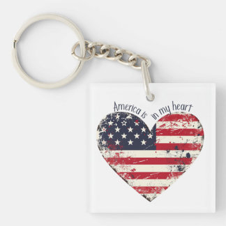 Patriotic America is in my heart Key Ring