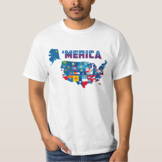 Patriotic America Map With States Flags T-Shirt