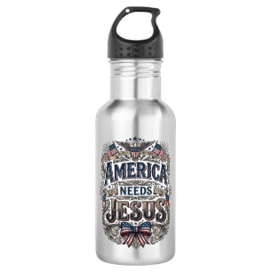 Patriotic America Needs Jesus Vintage T-Shirt 532 Ml Water Bottle