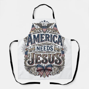 Patriotic America Needs Jesus Vintage T-Shirt Apron