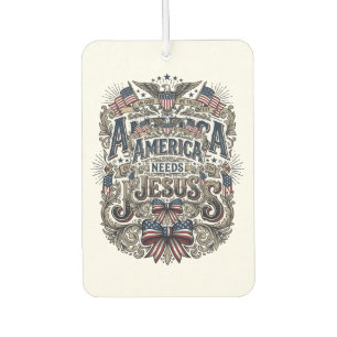 Patriotic America Needs Jesus Vintage T-Shirt Car Air Freshener