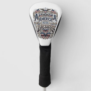 Patriotic America Needs Jesus Vintage T-Shirt Golf Head Cover