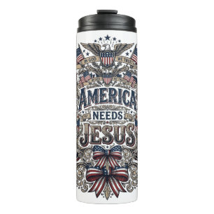 Patriotic America Needs Jesus Vintage T-Shirt Thermal Tumbler