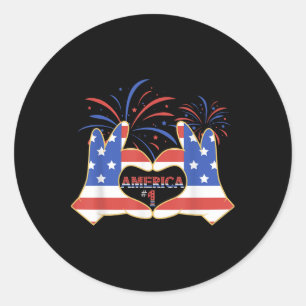 Patriotic America Number One Memorial Day July Classic Round Sticker