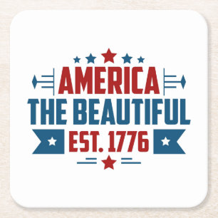 Patriotic America the Beautiful Paper Coaster