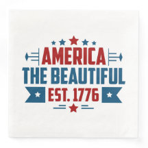 Patriotic America the Beautiful Paper Napkin