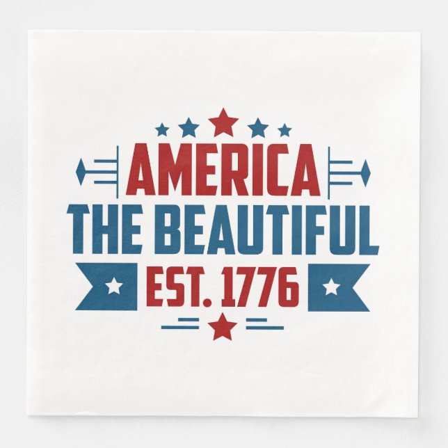 Patriotic America the Beautiful Paper Napkin (Front)