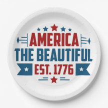 Patriotic America the Beautiful Paper Plate