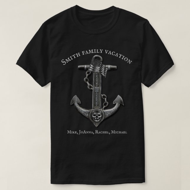 Patriotic American  anchor nautical personalised T-Shirt (Design Front)