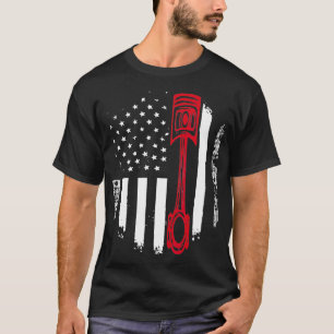 Patriotic American Auto Mechanic Piston USA Flag T-Shirt