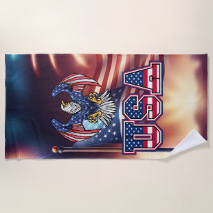 Patriotic American Bald Eagle Beach Towel