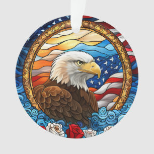 Patriotic American Bald Eagle "Stained Glass" Ornament
