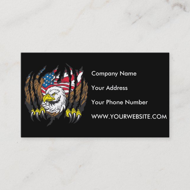 Patriotic American Bald Eagle USA Flag Business Card (Front)